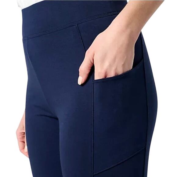 QVC Denim&Co Reg Yoga Stretch Lightly Boot Pant w/Pockets Navy NWOT Size XS - Picture 3 of 8